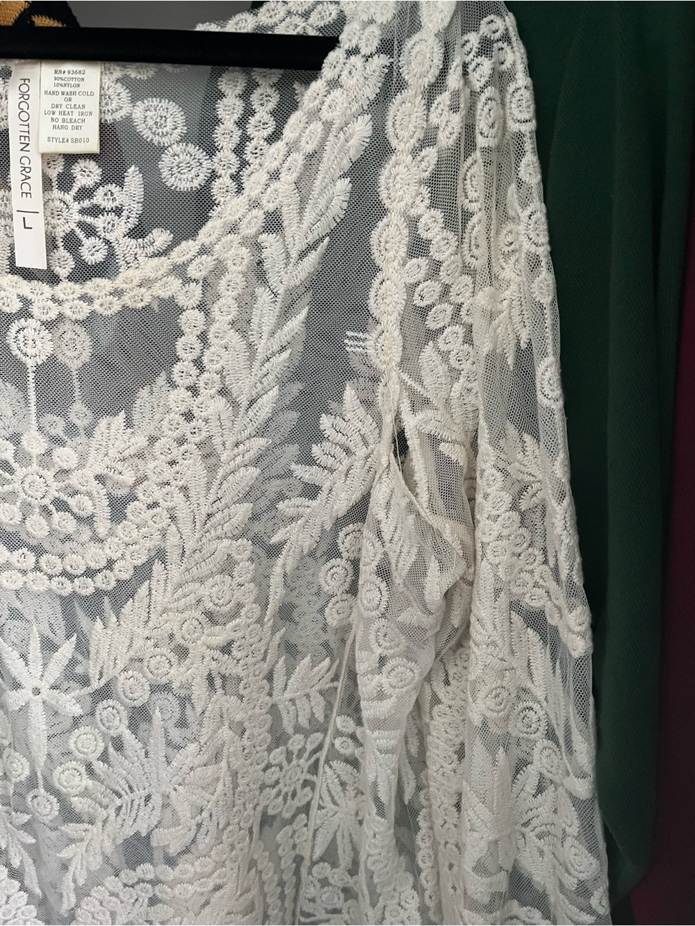 Lace Embroidered Long-Sleeve Top - Cream - Picture 3 of 3